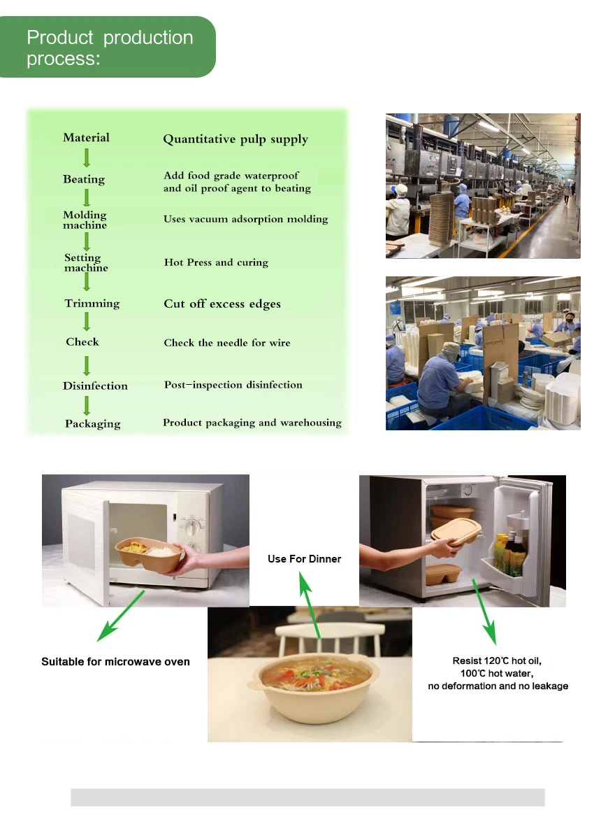 Biodegradable Sugarcane Take Away Bagasse Clamshell Pulp Packing Fast Food Burger Lunch Box Pfas Free