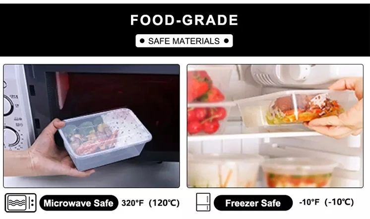 Microwave Safe Biodegradable Rectangle Takeaway Plastic Food Disposable Container Food Lunch Box with Lids