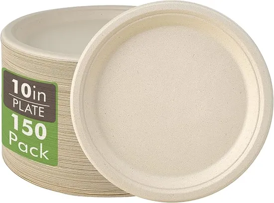 Biodegradable Compostable Disposable Eco-Friendly Plate Sugarcane Bagasse 10 Inch 3 Compartment Round Square Oval Pulp Molded Wholesale Dinner Paper Plate