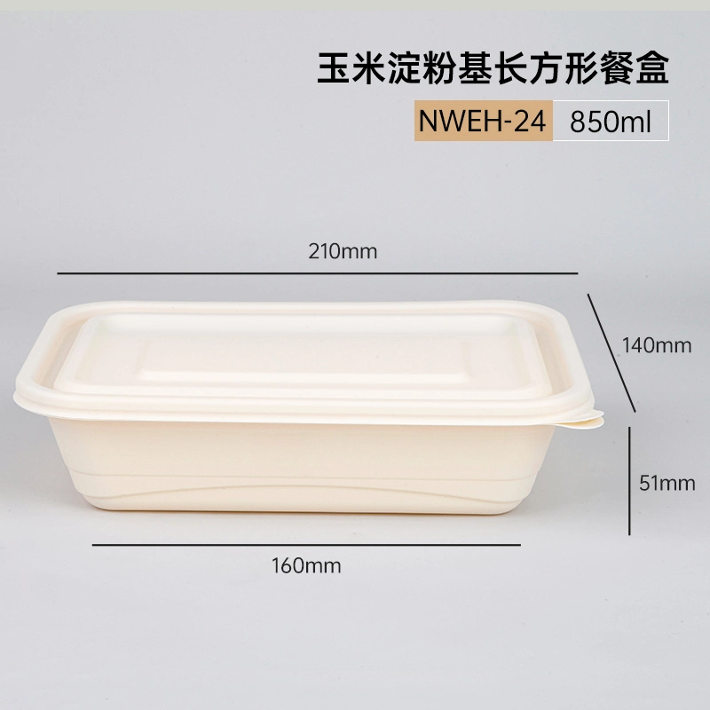 Friendly Disposable Food Boxes with Lids Food Take-out Boxes Biodegradable Take-out Cooked Food Boxes Cornstarch Packaging Box