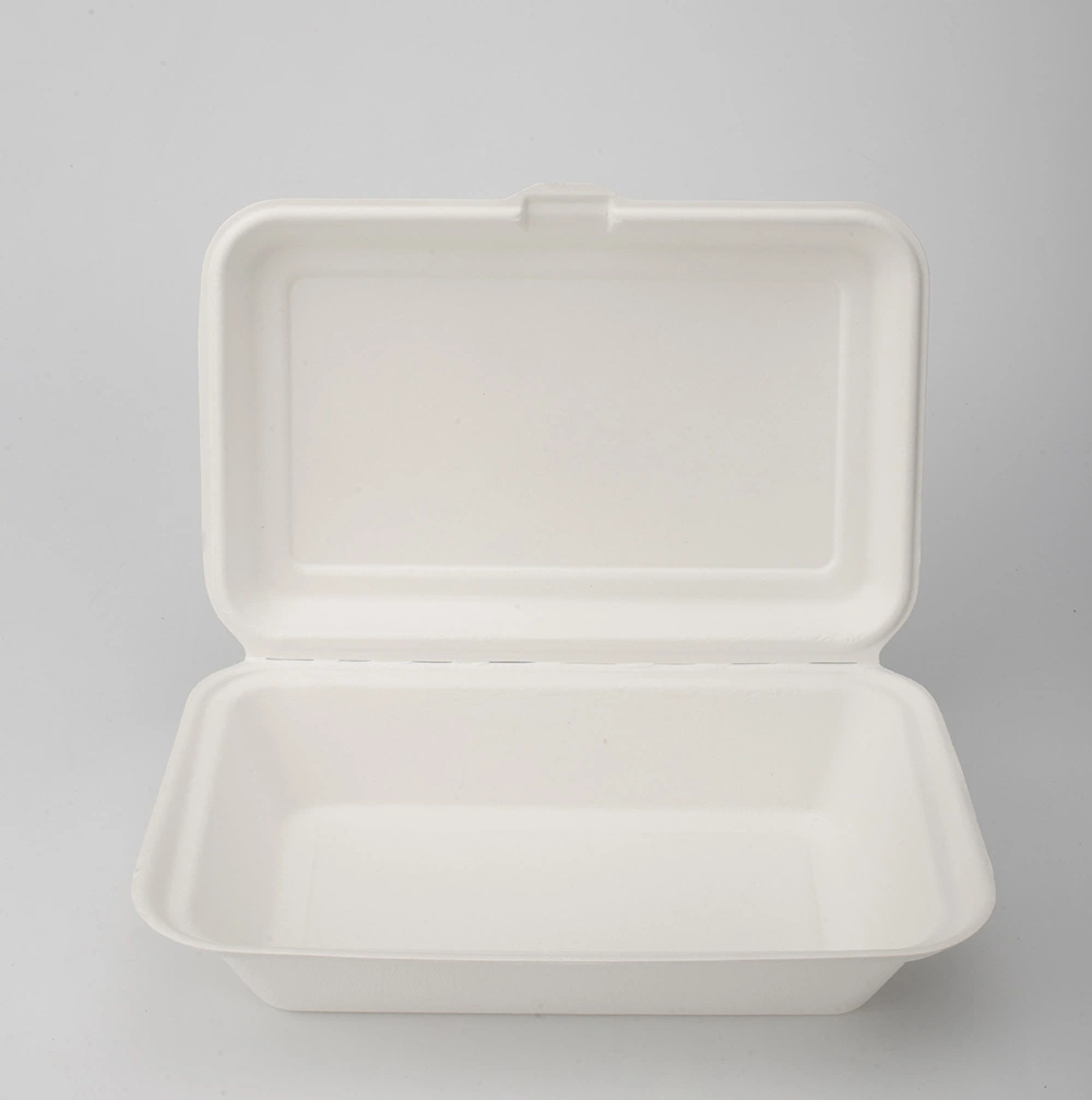 Takeaway Clamshell Biodegradable Compostable Sugarcane Bagasse Hamburger Box Pfas Free for Lunch